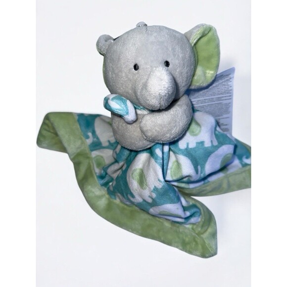 Carters Baby Elephant Lovey Security Blanket Green Blue Plush Comfort Toy - Picture 5 of 15